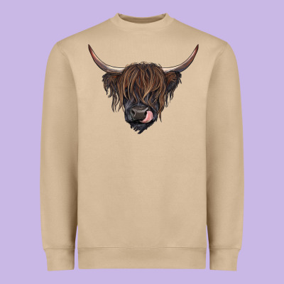 Black Highland Cow Heavyweight Sweatshirt Designed By Ranaportraitstore