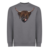 Storm Black highland cow Heavyweight Sweatshirt - RanaPortraitStore