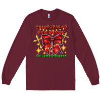 Burgundy festive christmas message with crosses Long Sleeve Tee - CowhideDigitalArt