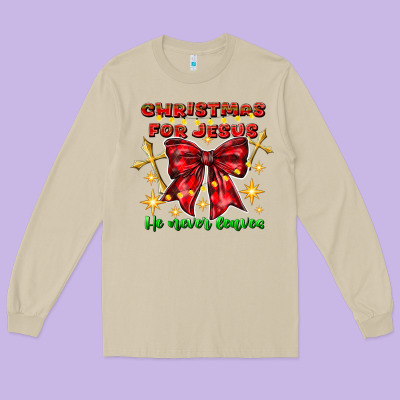 Festive Christmas Message With Crosses Long Sleeve Tee Designed By Cowhidedigitalart