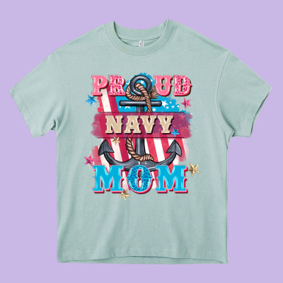 Proud Navy Mom Mother's Day Heavy Core Tee Designed By Fadigitalartstudio