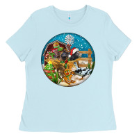 Baby Blue Christmas  farm animals Ladies Tee - FaDigitalArtStudio