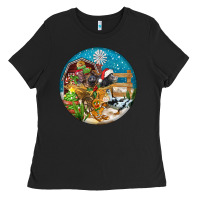 Black Christmas  farm animals Ladies Tee - FaDigitalArtStudio
