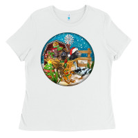 White Christmas  farm animals Ladies Tee - FaDigitalArtStudio