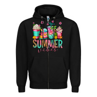 Black summer vibes coffee cups Zipper Hoodie - Jasminsmagicworld