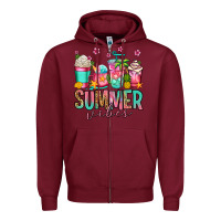 Burgundy summer vibes coffee cups Zipper Hoodie - Jasminsmagicworld