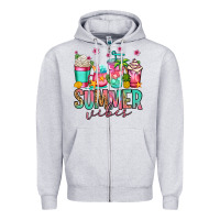 Heather Grey summer vibes coffee cups Zipper Hoodie - Jasminsmagicworld