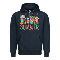 Navy summer vibes coffee cups Zipper Hoodie - Jasminsmagicworld