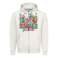 Oatmeal Heather summer vibes coffee cups Zipper Hoodie - Jasminsmagicworld