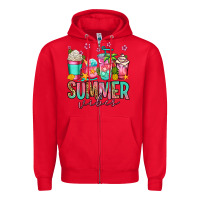 Red summer vibes coffee cups Zipper Hoodie - Jasminsmagicworld