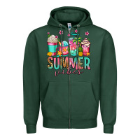 Sports Green summer vibes coffee cups Zipper Hoodie - Jasminsmagicworld