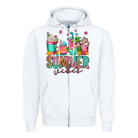 White summer vibes coffee cups Zipper Hoodie - Jasminsmagicworld