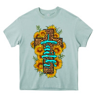 Faith Sunflower Leopard Cross Olivia Heavy Core Tee | Teevron