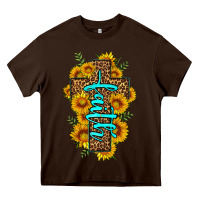 Chocolate Brown faith sunflower leopard cross olivia Heavy Core Tee - OliviaCreatesArt