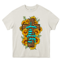 Cream faith sunflower leopard cross olivia Heavy Core Tee - OliviaCreatesArt