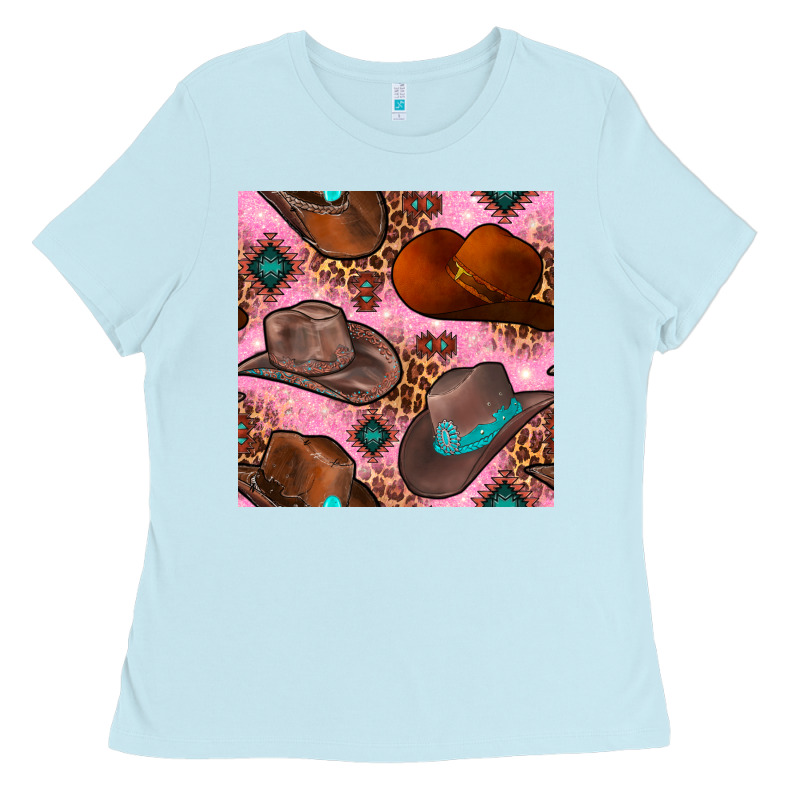 Western Cowboy Hat Seamless Pattern Ladies Tee by BundleAndBundleShop | Teevron