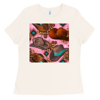 Bone western cowboy hat seamless pattern Ladies Tee - BundleAndBundleShop