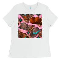 White western cowboy hat seamless pattern Ladies Tee - BundleAndBundleShop