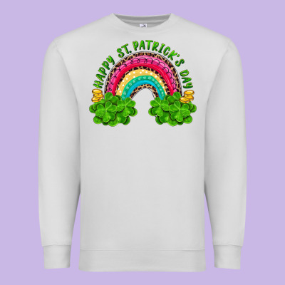 Happy St. Patrick's Day Rainbow And Shamrock Premium Sweatshirt Designed By Ranaportraitstore