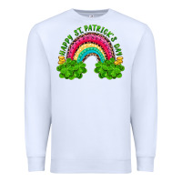 White Happy St. Patrick's Day Rainbow And Shamrock Premium Sweatshirt - RanaPortraitStore