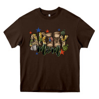Chocolate Brown army mom Heavy Core Tee - FaDigitalArtStudio