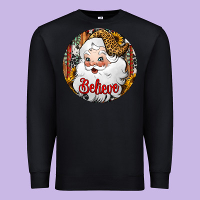Believe Santa Claus Christmas Premium Sweatshirt Designed By Jasminsmagicworld