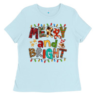 Baby Blue Merry And Bright Ladies Tee - FaDigitalArtStudio