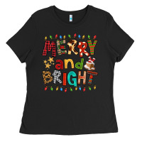 Black Merry And Bright Ladies Tee - FaDigitalArtStudio