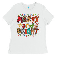 White Merry And Bright Ladies Tee - FaDigitalArtStudio