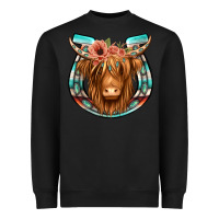 Black highland cow serape floral headband horseshoe Heavyweight Sweatshirt - Jasminsmagicworld