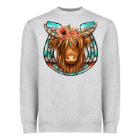 Highland Cow Serape Floral Headband Horseshoe Heavyweight Sweatshirt | Teevron