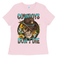 Bubblegum Pink Cowboys Don't Die Ladies Tee - FaDigitalArtStudio
