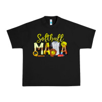 Black Softball Mama Urban Heavy Tee - CowhideDigitalArt