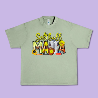 Softball Mama Urban Heavy Tee Designed By Cowhidedigitalart
