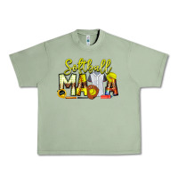 Oil Green Softball Mama Urban Heavy Tee - CowhideDigitalArt