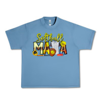 Pebble Blue Softball Mama Urban Heavy Tee - CowhideDigitalArt