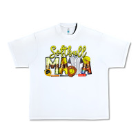 White Softball Mama Urban Heavy Tee - CowhideDigitalArt