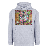 Heather Grey Easter bunny with floral wreath and leopard Heavyweight Hoodie - RanaPortraitStore