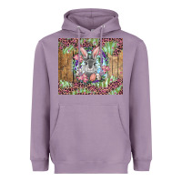 Lavender Easter bunny with floral wreath and leopard Heavyweight Hoodie - RanaPortraitStore