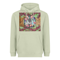 Matcha Easter bunny with floral wreath and leopard Heavyweight Hoodie - RanaPortraitStore