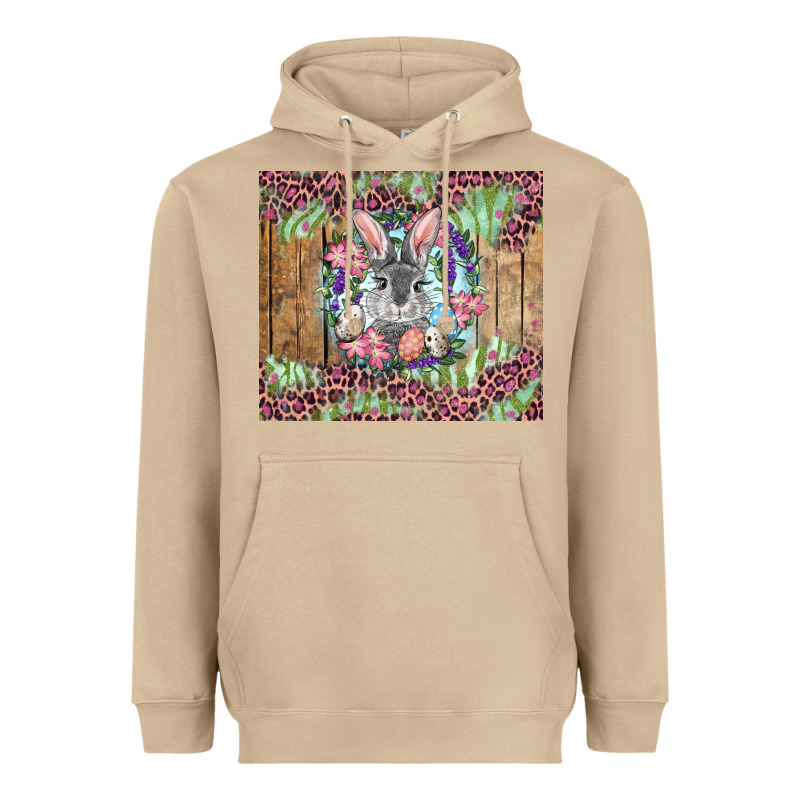 Easter Bunny With Floral Wreath And Leopard Heavyweight Hoodie by RanaPortraitStore | Teevron