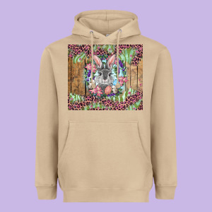 Easter Bunny With Floral Wreath And Leopard Heavyweight Hoodie Designed By Ranaportraitstore
