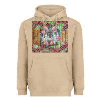 Mushroom Easter bunny with floral wreath and leopard Heavyweight Hoodie - RanaPortraitStore