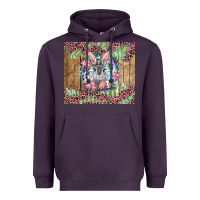 Plum Easter bunny with floral wreath and leopard Heavyweight Hoodie - RanaPortraitStore
