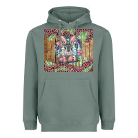 Sage Easter bunny with floral wreath and leopard Heavyweight Hoodie - RanaPortraitStore