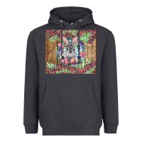 Smoke Easter bunny with floral wreath and leopard Heavyweight Hoodie - RanaPortraitStore