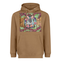 Toasted Coconut Easter bunny with floral wreath and leopard Heavyweight Hoodie - RanaPortraitStore