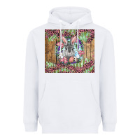 White Easter bunny with floral wreath and leopard Heavyweight Hoodie - RanaPortraitStore
