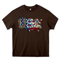 Chocolate Brown usa american flag background Heavy Core Tee - Jasminsmagicworld