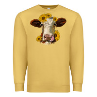 Antique Gold hereford cattle sunflowers heifer Premium Sweatshirt - Jasminsmagicworld